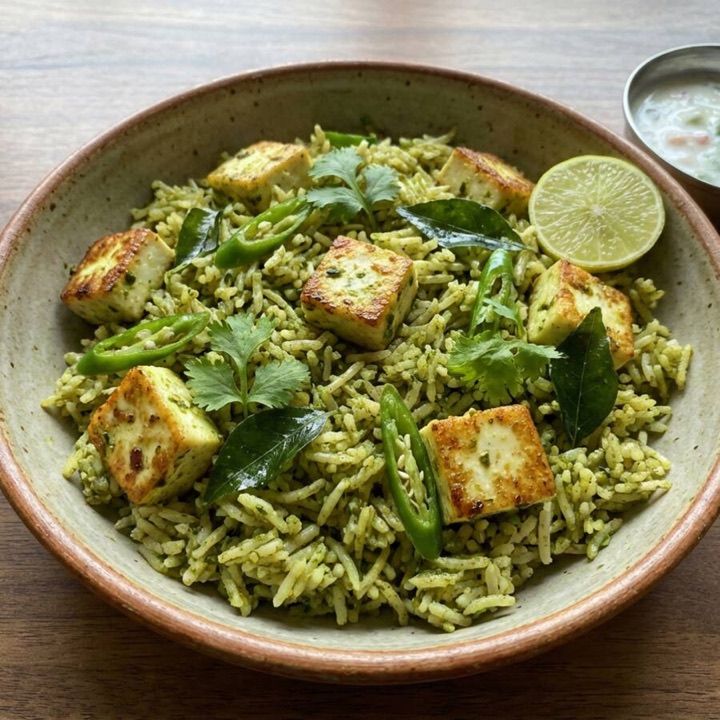 Paneer Pachimirchi Pulao